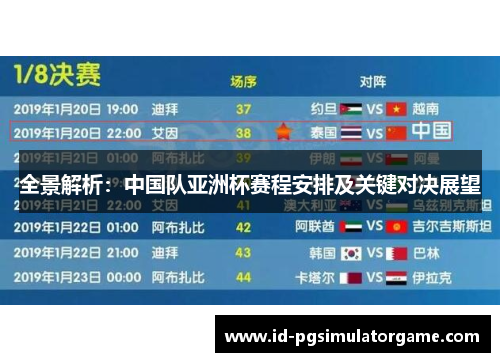 全景解析:中国队亚洲杯赛程安排及关键对决展望 全景解析:中国队亚洲杯赛程安排及关键对决展望