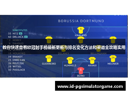 教你快速查看欧冠射手榜最新更新与排名变化方法和渠道全攻略实用